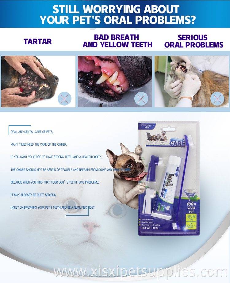 Factory Wholesale 4 In 1 Dog Dental Care Dog Finger Toothbrush Pet Cat Dog Toothbrush And Toothpaste Set